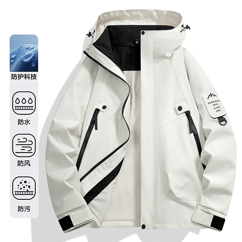 Cross-border trendy brand workwear windproof and waterproof jacket for men, suitable for spring and autumn outdoor sports, couples, mountaineering, and outerwear.
