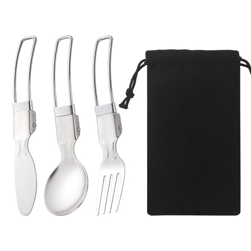 Stainless steel outdoor camping removable tableware, portable travel stainless steel foldable knife, fork, spoon, chopsticks