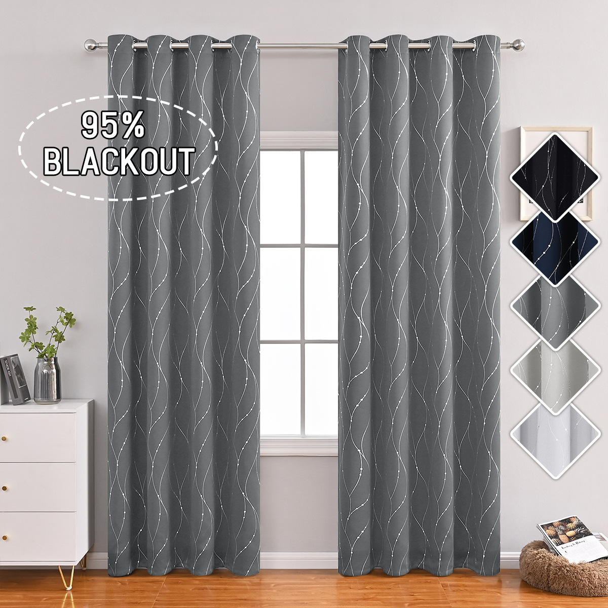 Amazon Cross-border Silver Meteor Cortina de alta precisión Sala de estar Protector solar Cortina terminada TEMU Spot