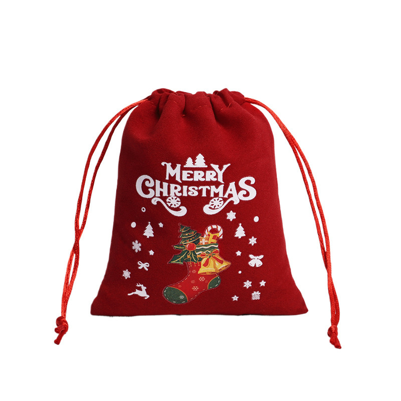 クリスマスギフトバッグセットカスタマイズされた巾着クリスマスベルベットバッグ小さな布バッグクリスマスキャンディーバッグ卸売|undefined
