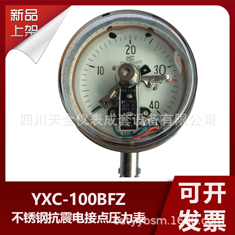 红旗不锈钢抗震电接点压力表YXC-100BFZ磁助式电接点径向耐震压力