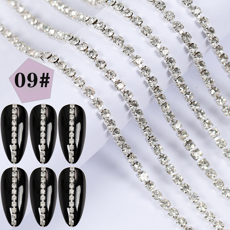 Super Value Six Packaging Japanese Style Creative Nail Decorative Chain Pearl Rhinestone Chain Nail Metal Color Retention Chain Wholesale display picture 8