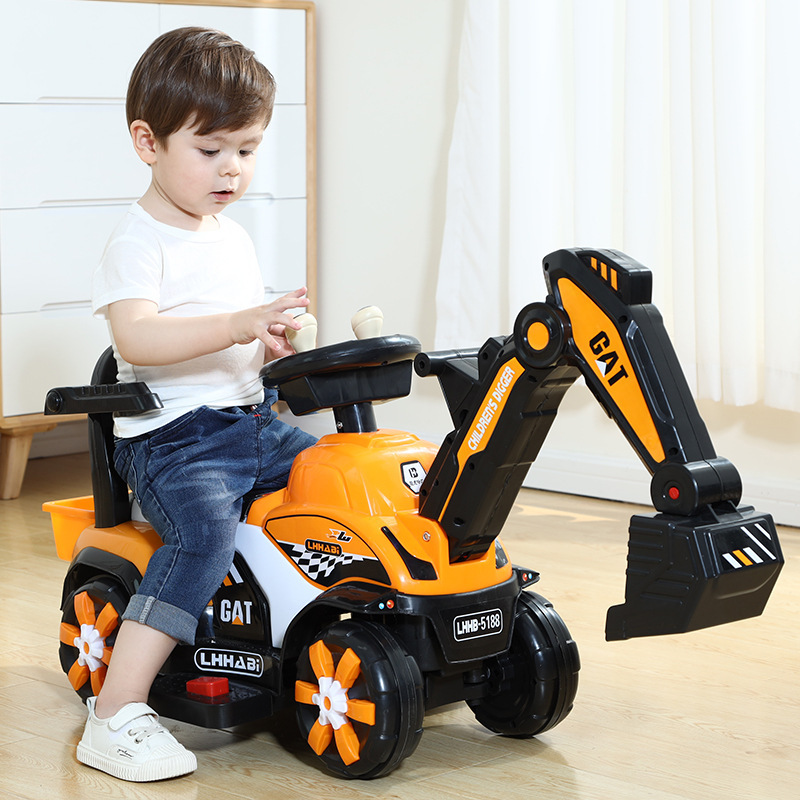 Nuevo 1-8 años de edad para niños excavadora deslizante juguete grande ingeniería vehículo música scooter swing coche regalo