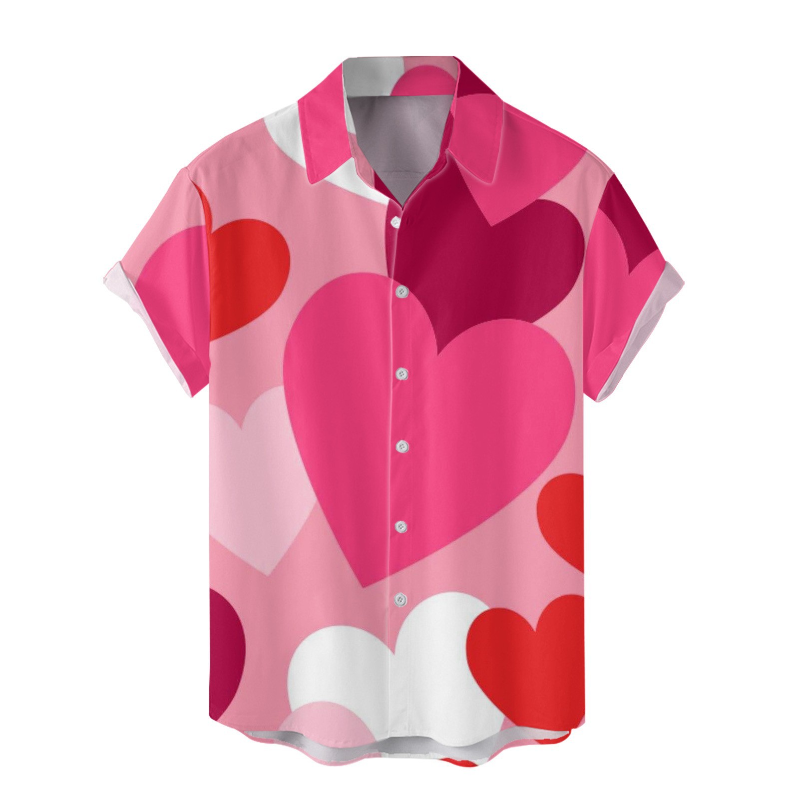 Camisas nuevas para hombres de comercio exterior europeo y americano transfronterizo Serie del día de San Valentín Camisa casual de manga corta con estampado digital 3D