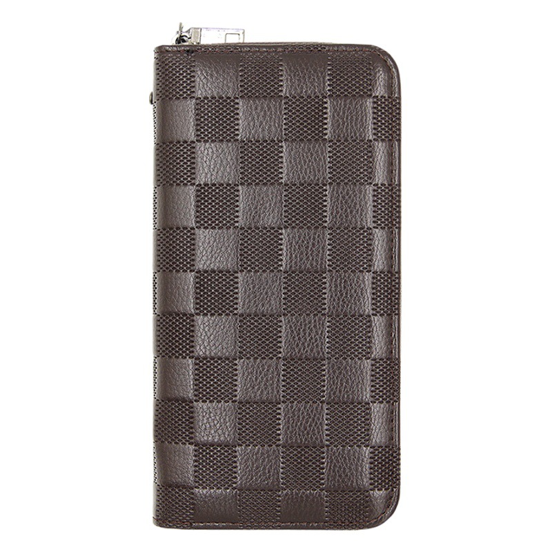 A cuadros de los nuevos hombres cremallera embrague largo casual de gran capacidad de Los Hombres Cartera de comercio exterior AliExpress cartera