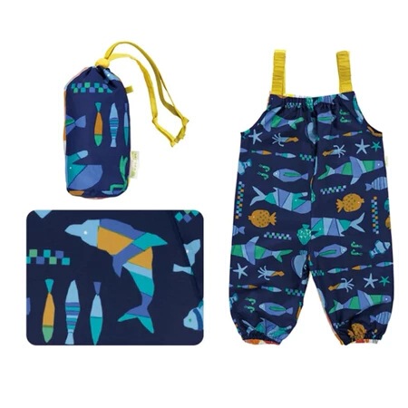 Japanese-Style Children's Waterproof Suspenders for Playing in Water and Sand, Adjustable Waterproof Beach Pants with Cute Cartoon Designs