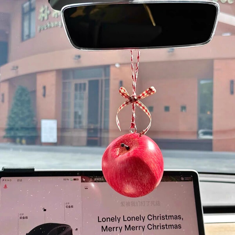 ∅ ビッグアップルペンダント 車のペンダント 車のペンダント DIY 車の装飾 赤いリボン かわいいギフト|undefined