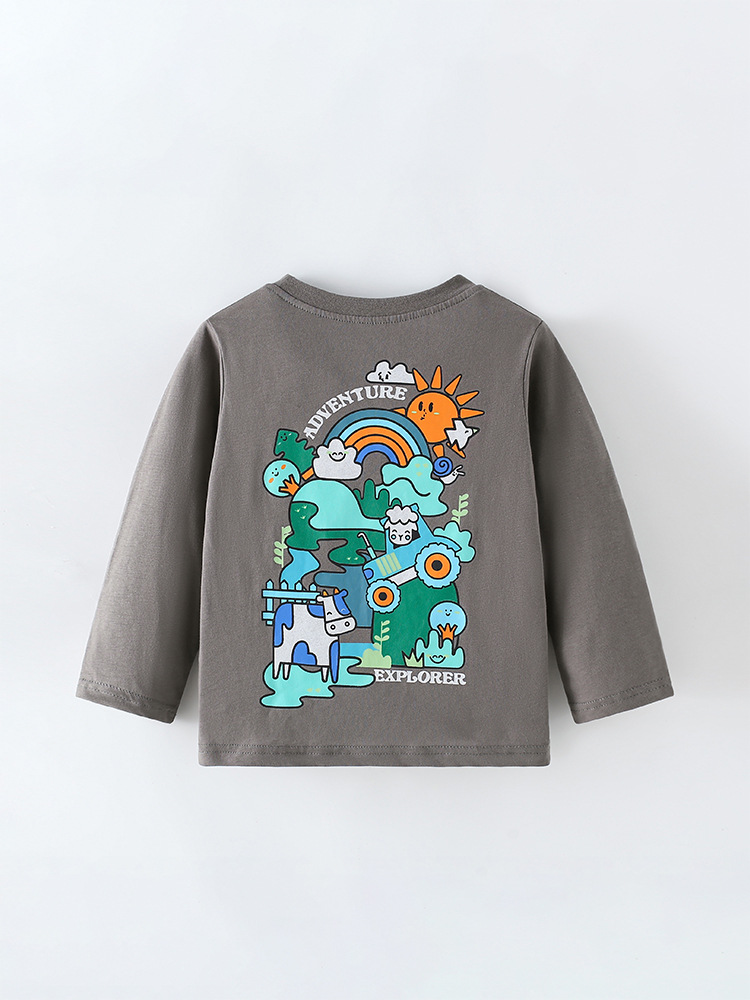 Camisa de cuello redondo para niños malwee transfronteriza otoño e invierno nueva camiseta para niños pequeños y medianos europeos y americanos