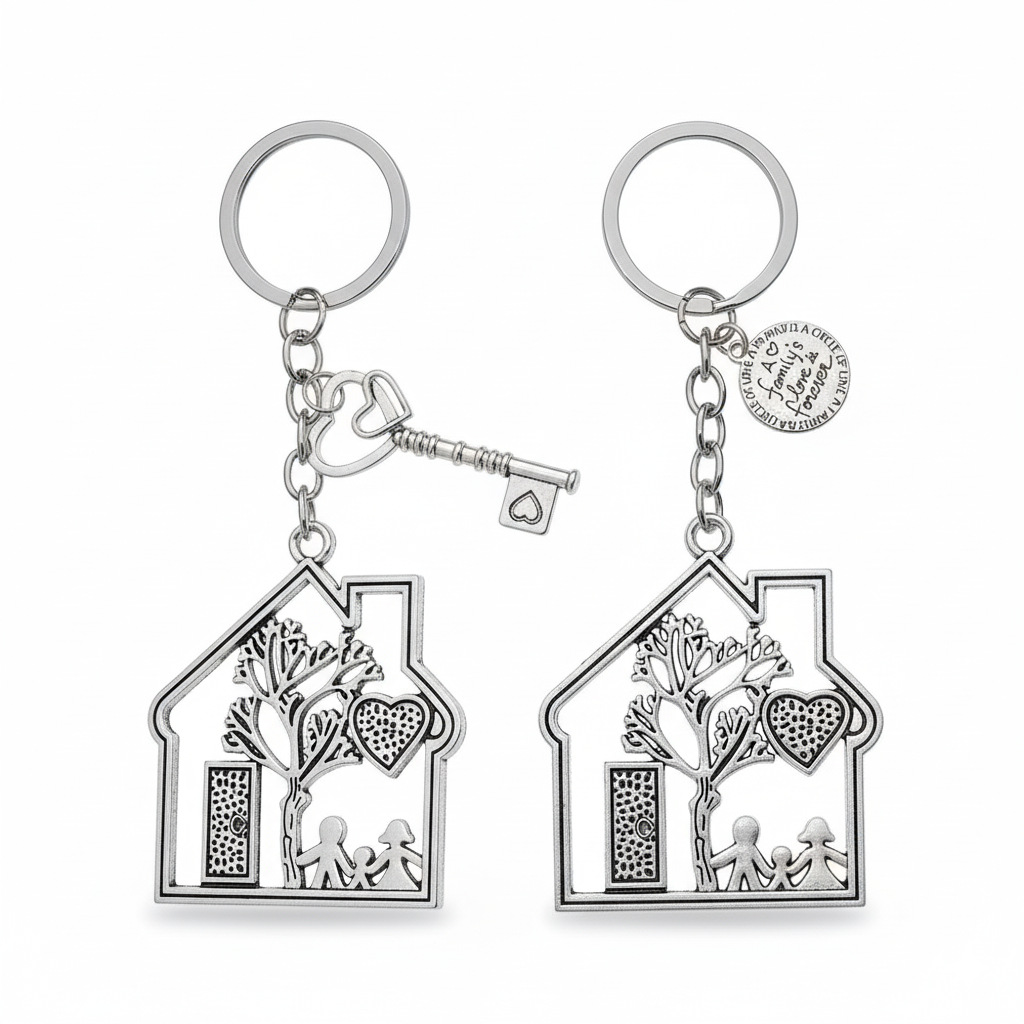 跨境房子大树一家人钥匙扣房屋出售房地产经纪人中介钥匙串挂件