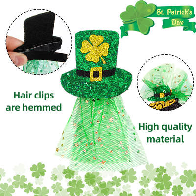 Irish Festival children's hair accessories Clover handmade hairpin St. Patrick's Day party decoration dwarf headdress