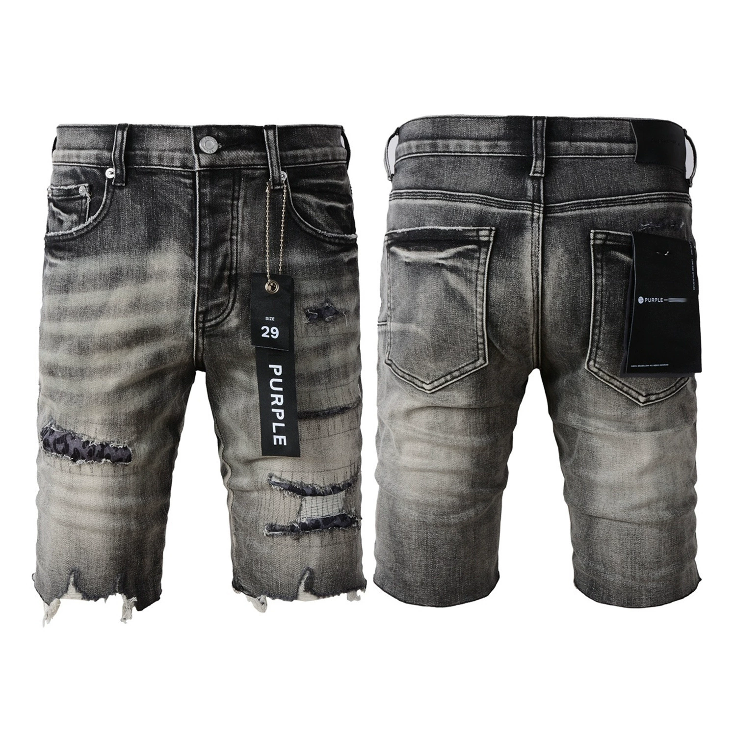 Европейский и американский трендовый бренд LIMITED PURPLE SHORTS фиолетовые брендовые уличные хип-хоп рваные distressed джинсовые шорты