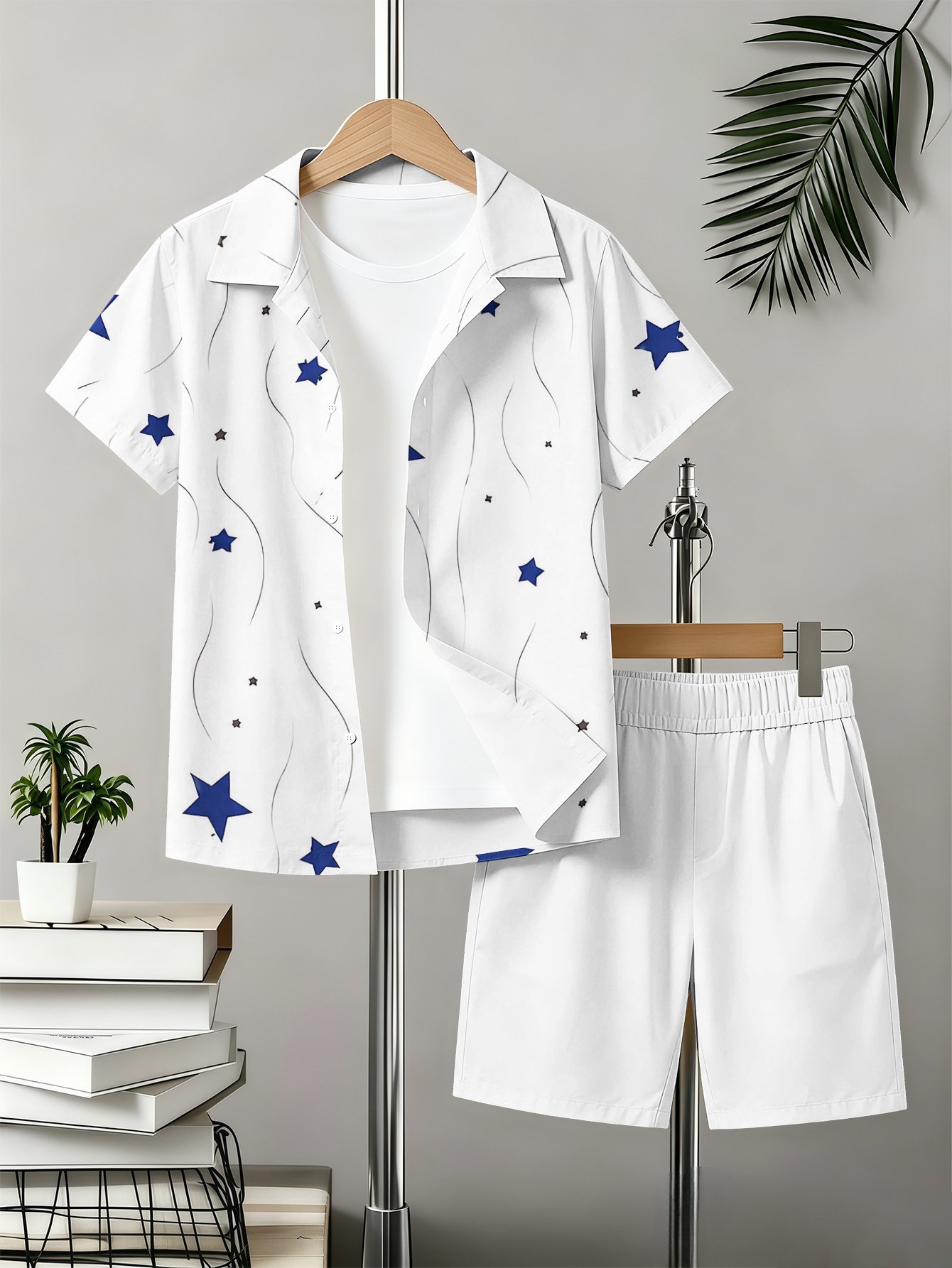 Zomer set voor jongens met overhemd en shorts met 3d print_voghion.com