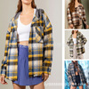 Explosion models in Europe and America 2022 Winter new eBay Amazon Waffle Hooded Mosaic lattice shirt coat
