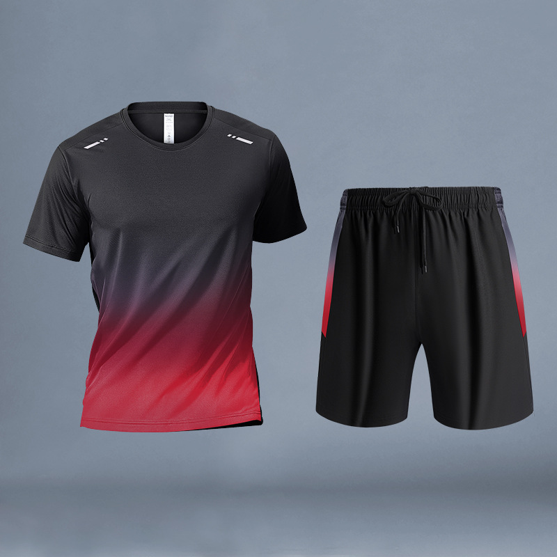 Running sports suit hombre de verano hielo acondicionamiento ropa de acondicionamiento rápido equipo de secado de la mañana entrenamiento de baloncesto de mangas cortas