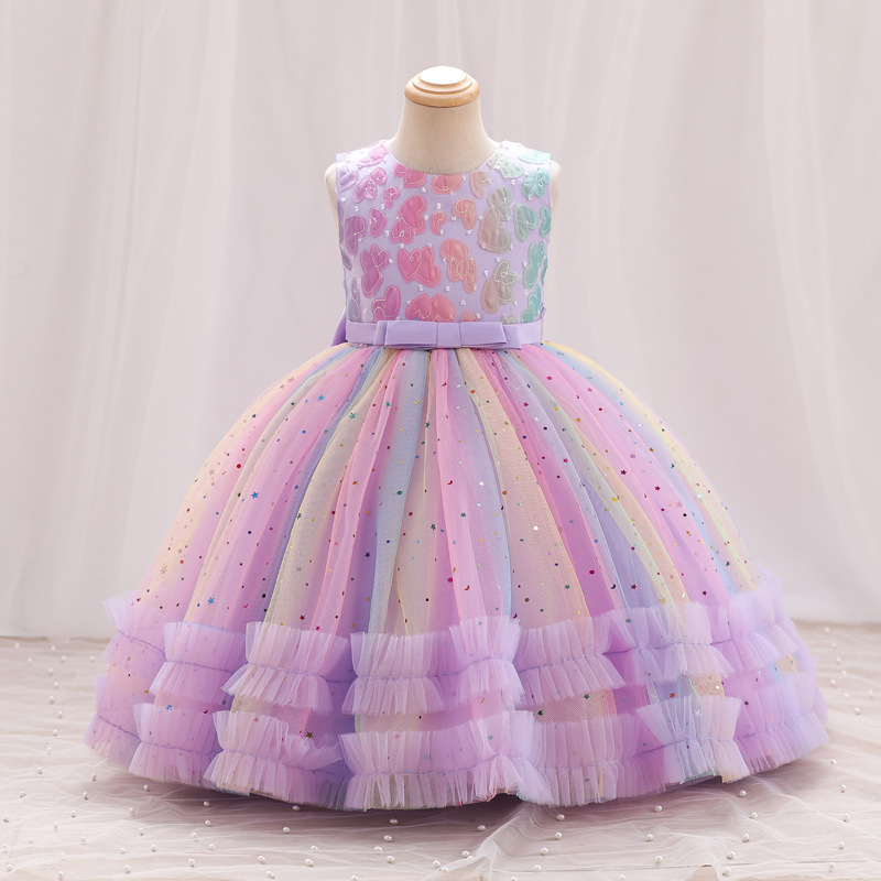 Girls toddlers host singer piano performance dresses catwalk baby ball gown fairy princess dress children's birthday gift party pageant dress for kids