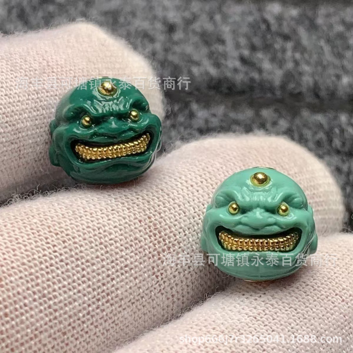 蒙料科技松石大金牙恶僧顶珠腰珠diy文玩配饰百香星月菩提佛手