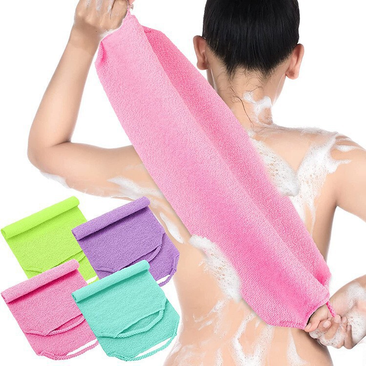 Korean-style long back scrubber with elastic drawstring, thickened nylon, strong back exfoliating home-use scrubbing bath towel Korean-style long back scrubber with elastic drawstring, thickened nylon, strong back exfoliating home-use scrubbing bath towel