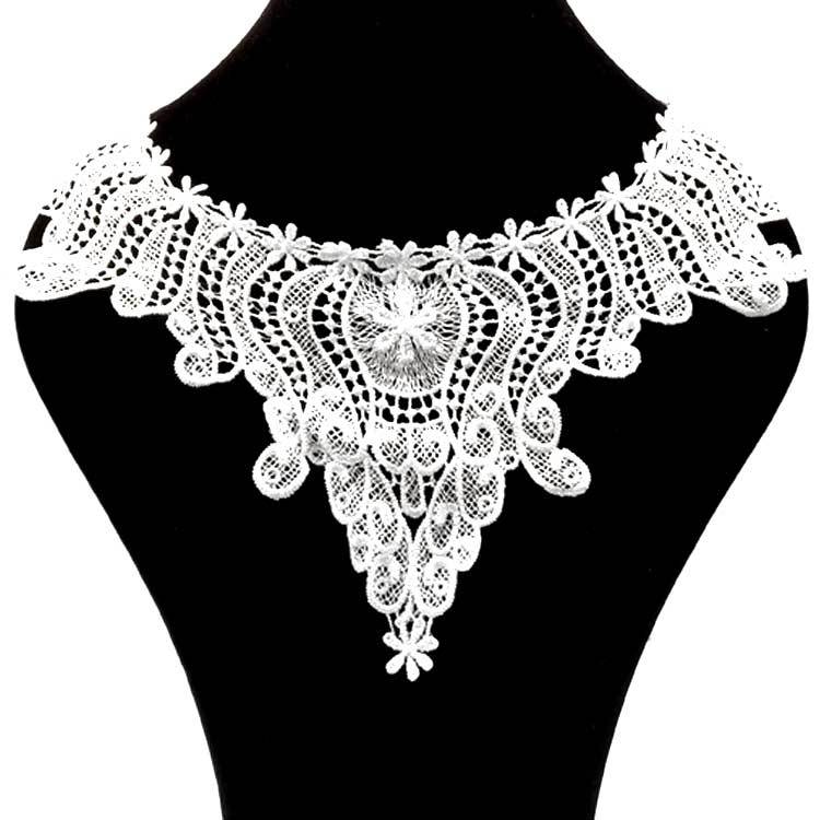 水溶蕾丝衣领假领子 立体镂空绣花胸花 涤光丝刺绣领花