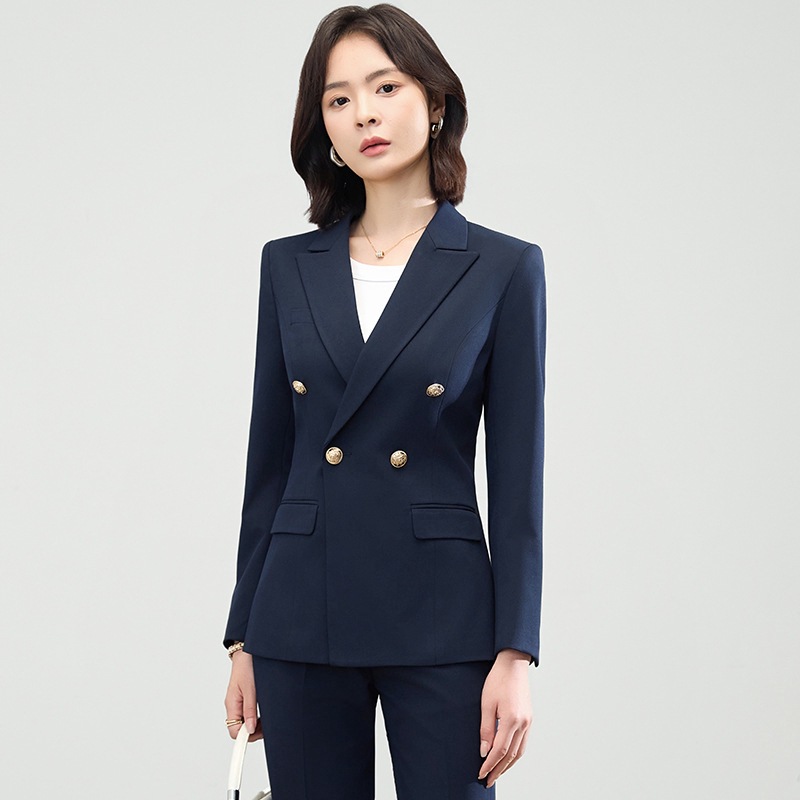 跨境秋季双排扣西装外套能女 春秋女装套装小个子韩国外贸小西装