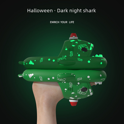 chedoir Christmas night light shark-shaped slippers ins cute home footwear couple's footprints sandals