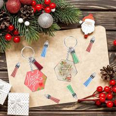 空白亞克力多邊形鑰匙圈吊墜 可手繪可貼片 DIY手工鑰匙吊墜製作