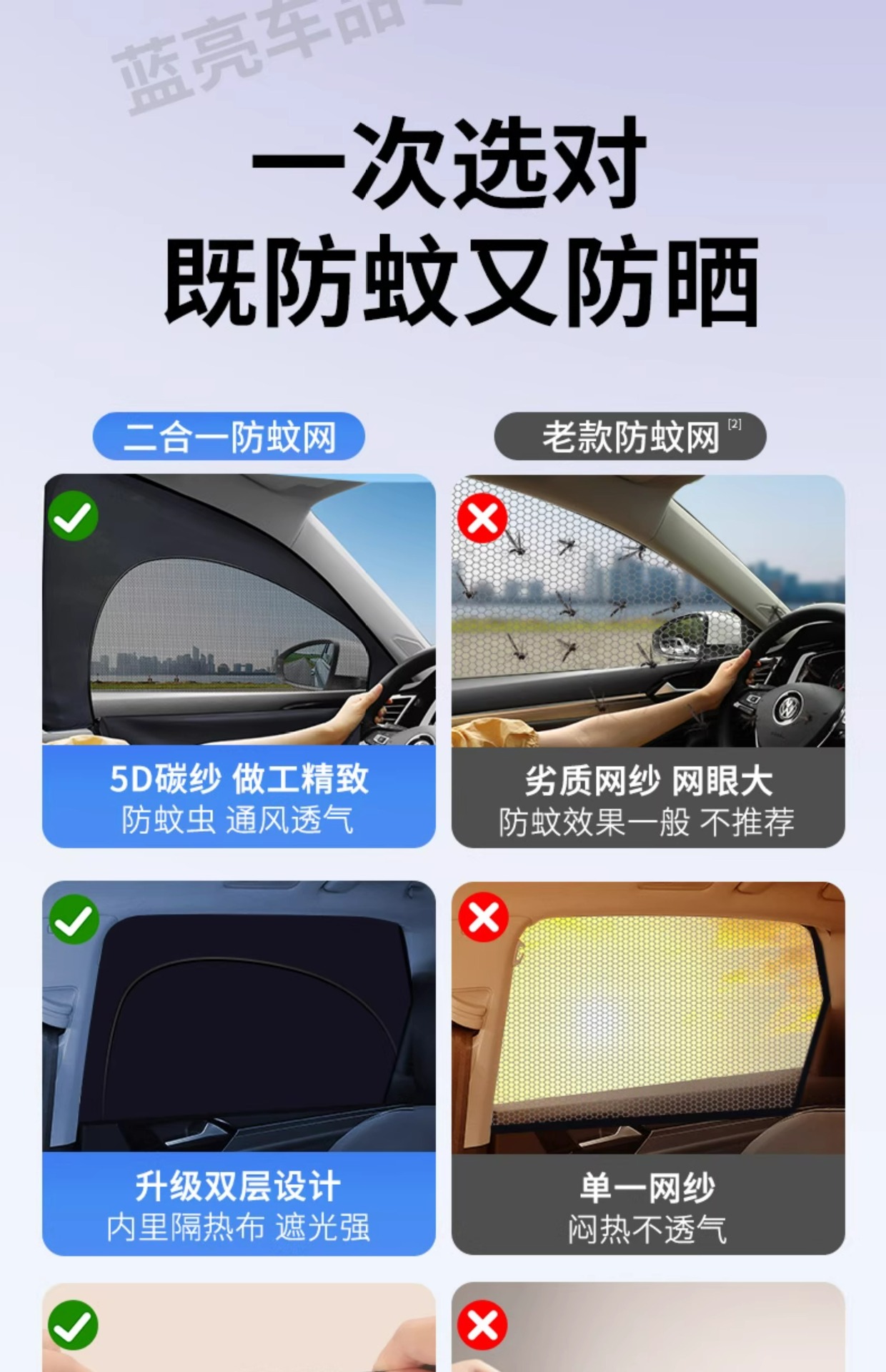 Car Anti-mosquito Screen Window Sunshade Curtain for SUV Car Window Insect-proof Mesh Cover for Car Sun Protection and Heat Insulation Privacy Curtain