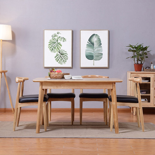 北欧实木餐桌椅组合日式现代简约餐台家用餐厅家具实木长方形餐桌