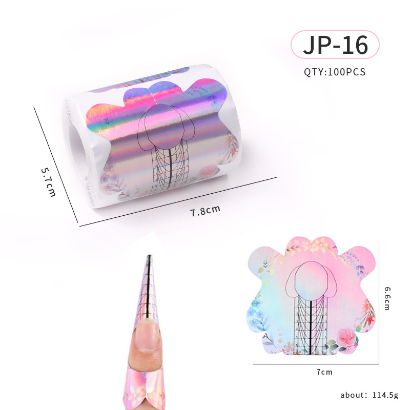 Soporte de papel de uñas de herradura extensión de fototerapia de cristal herramienta de uñas arte de uñas mariposa mosca titular de dedo rectangular 100 unids/rollo