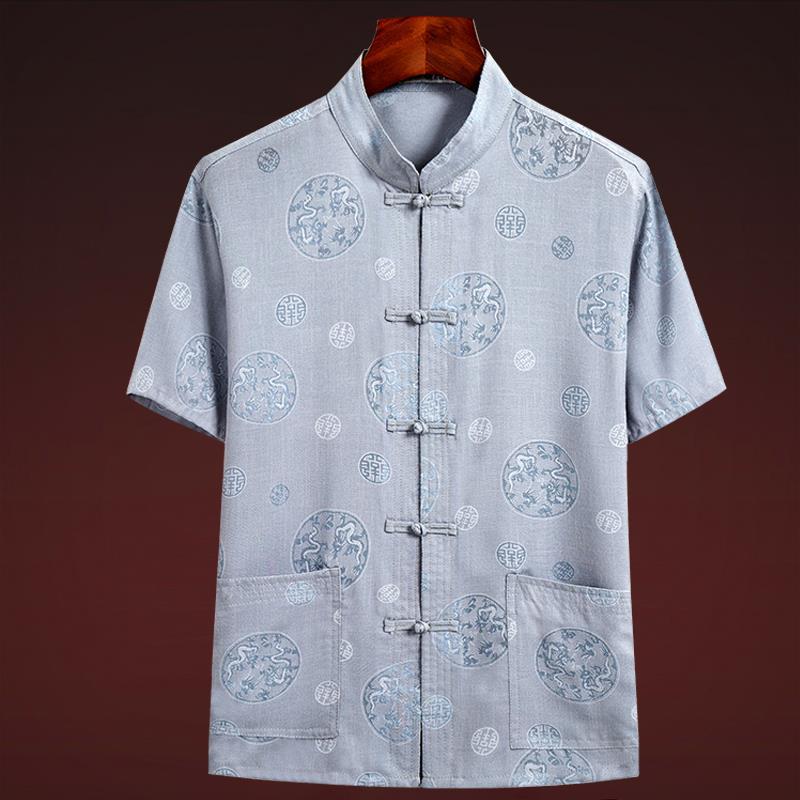 Tang suit for middle-aged and elderly men, retro style linen summer clothes for fathers, cotton and linen casual clothes for grandfathers, Father's Day.