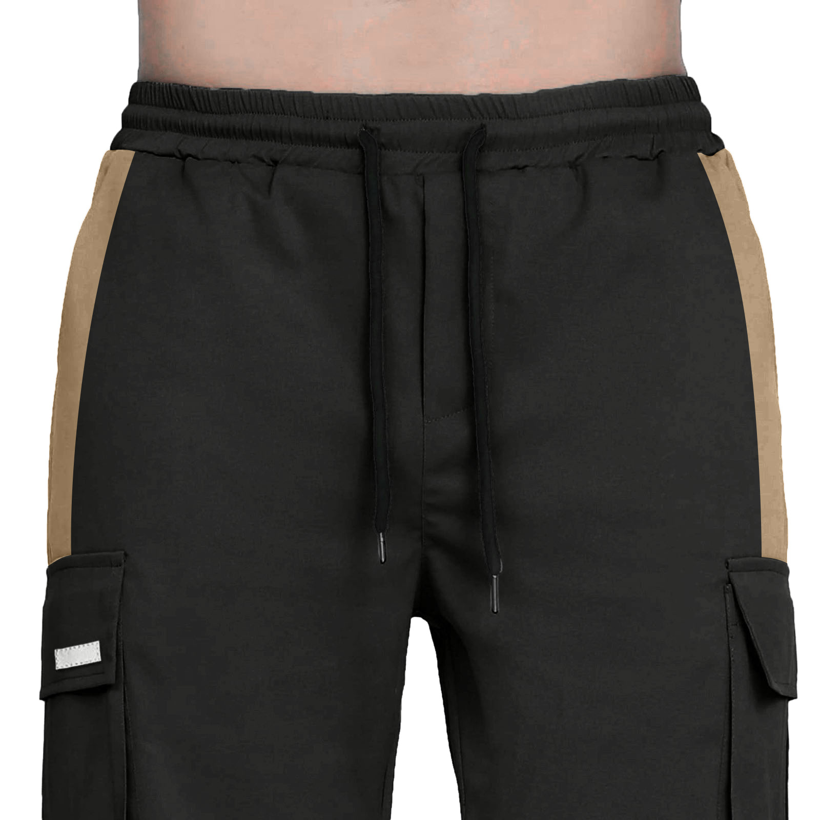 2023 Spring Autumn New Men's Work Pants European Drawstring Multi-Pocket Contrast Color Trousers for Men_voghion.com