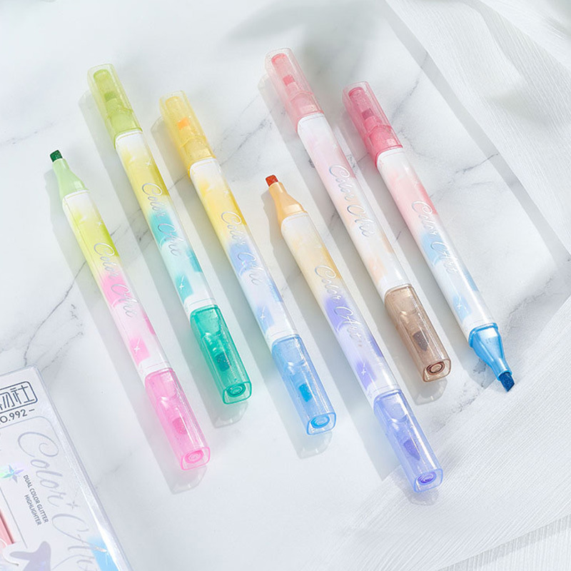 Resaltador de color de alto valor, cabeza redonda, cabeza oblicua, negrita, bolígrafo de marcado clave para estudiantes de gran capacidad, bolígrafo de cuenta manual, regalo