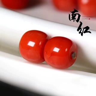 原矿瓦西火焰纹南红老型珠桶珠满肉满色腰珠diy手串文玩菩提隔珠