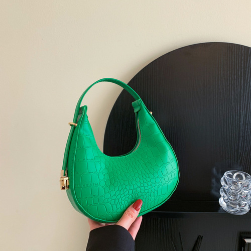 Foreign trade trendy contrast color bags for women  new fashion shoulder bag portable fashion armpit simple crossbody bag