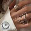 Retro fashionable ring from pearl, chain with tassels hip-hop style, Japanese and Korean, silver 925 sample, on index finger