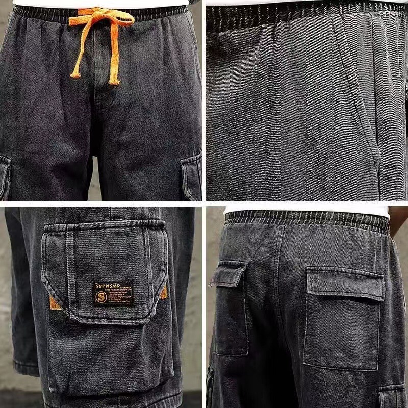Pantalones de vaqueros para hombres 2026 nuevos pantalones de verano delgados y sueltos de tamaño medio marca de moda pantalones de cinco puntos
