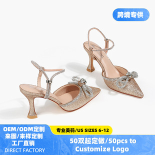 X020 American size cross-border European and American high heels fashion plus size temperament women's shoes sexy band rhinestone women's high heels
