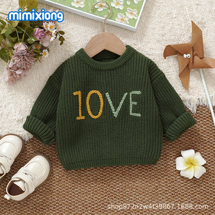 Ins Hot Selling Autumn and Winter New Style Kidsren's Letter Embroidered Knitted Tops Versatile Sweaters for Men and Women