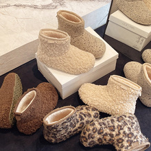 丑萌豹纹毛毛勃肯雪地靴女2025冬季新款加绒保暖内增高小短靴百搭