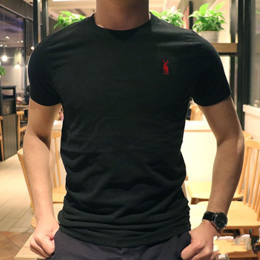 Foreign Trade Large Size Original Af Short-Sleeved Pure Color T-Shirt Men's Wholesale Af Pure Cotton Half-Sleeved Casual Men's T-Shirt Breathable Men's T-Shirt