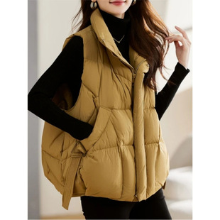 2025 New Fashionable Versatile down Cotton Vest Women's Vest Fashionable Versatile Loose Stand-Up Collar Warm Vest