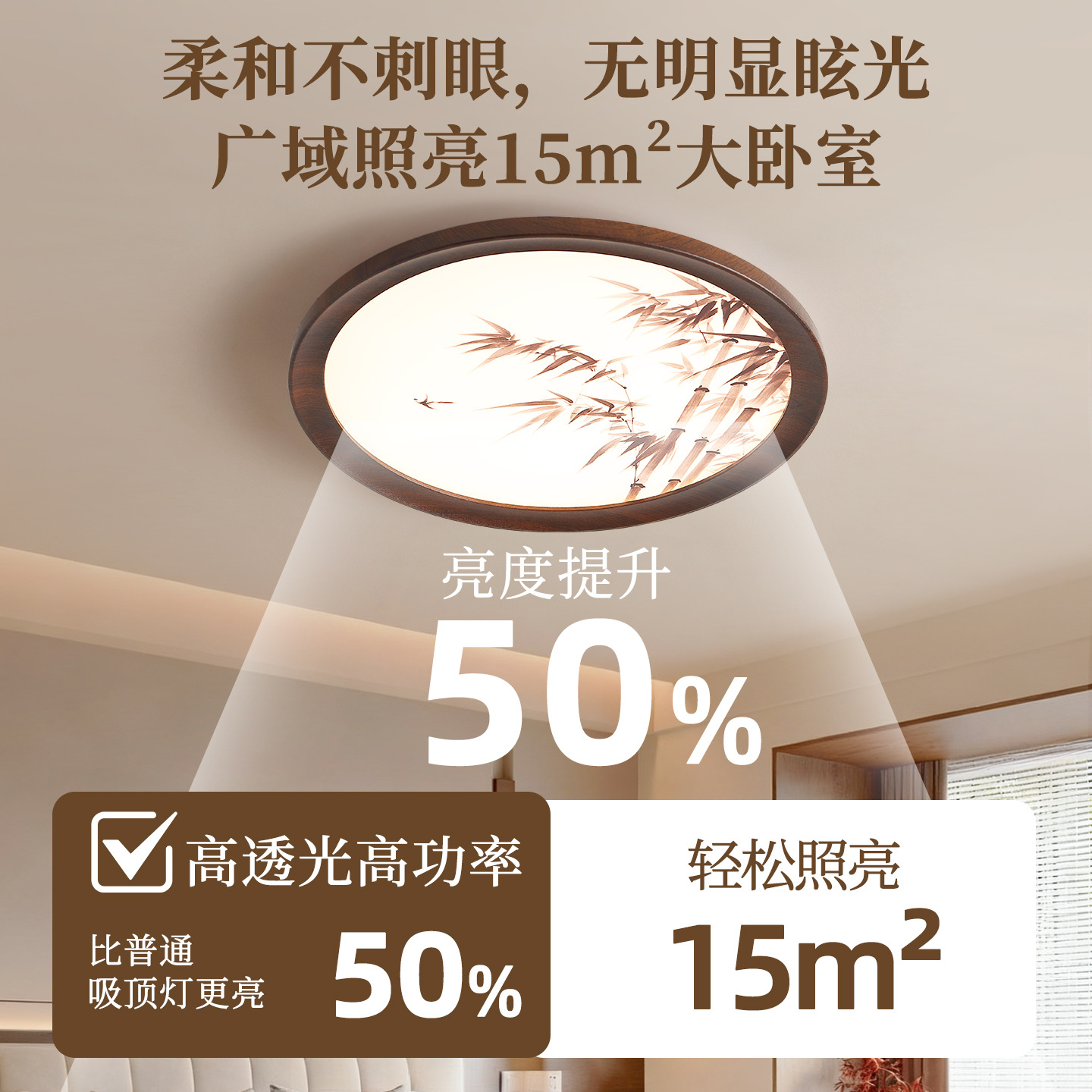 Luz de techo del dormitorio atmósfera de color nuez nuevo estilo chino antiguo estilo Zen impresión creativa dormitorio estudio luz principal L263