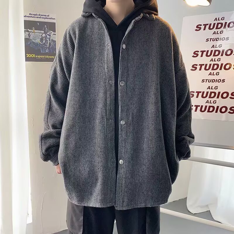 Spring and Autumn Stylish Jacket for Men Trendy Brand Hong Kong Style Japanese Harajuku Style Korean Version Loose Shirt