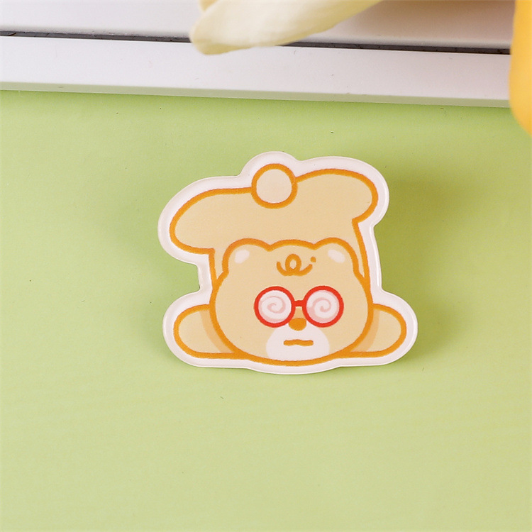 クリームイエローベアアクリルブローチかわいい漫画バッジペンダントスクールバッグペンダント装飾小物アクセサリーカスタマイズ|undefined