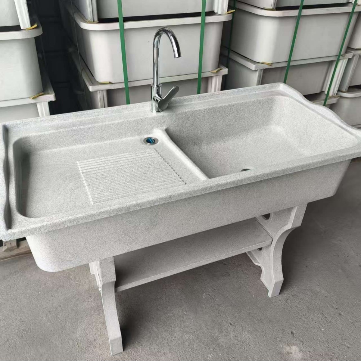 22 Models of Quartz Stone Laundry Sink Integrated with a Dishwashing Basin, Sun-Resistant and Frost-Proof, Outdoor Balcony Mop Sink with Scrubbing Function