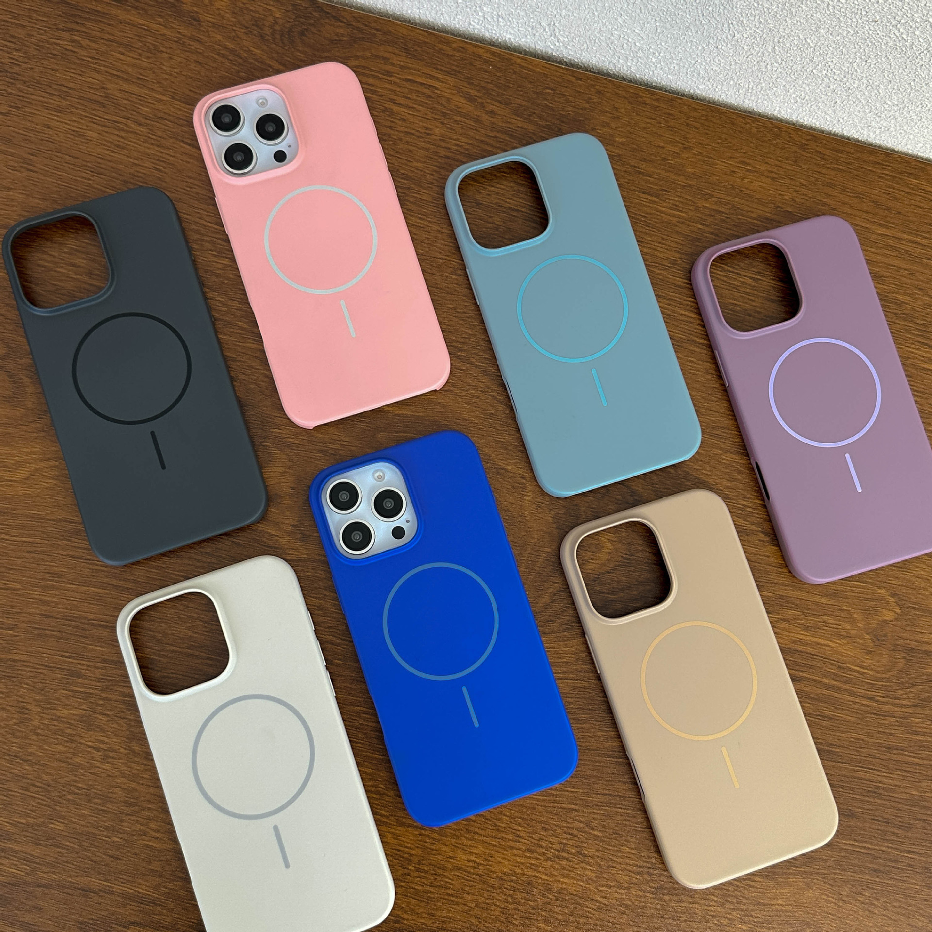适用iPhone16PROMAX磨砂PC磁吸强磁硬壳细圈三包高级手机保护套