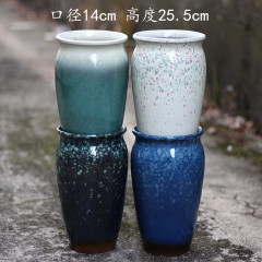 粗陶陶罐切口潑墨梅瓶花盆陶瓷大號束腰時尚創意景觀園藝多肉花盆