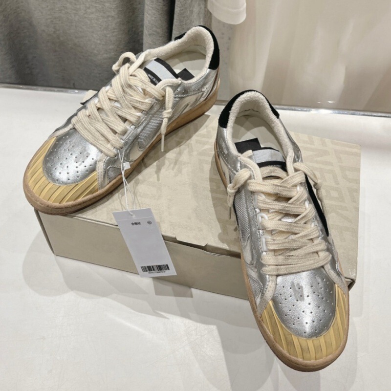 Golden Goose Old Star Dirty Shoes Cowhide Mesh Breathable Rubber Toe Easiest for Match Retro Lace-Up Trendy Cool Casual Shoes
