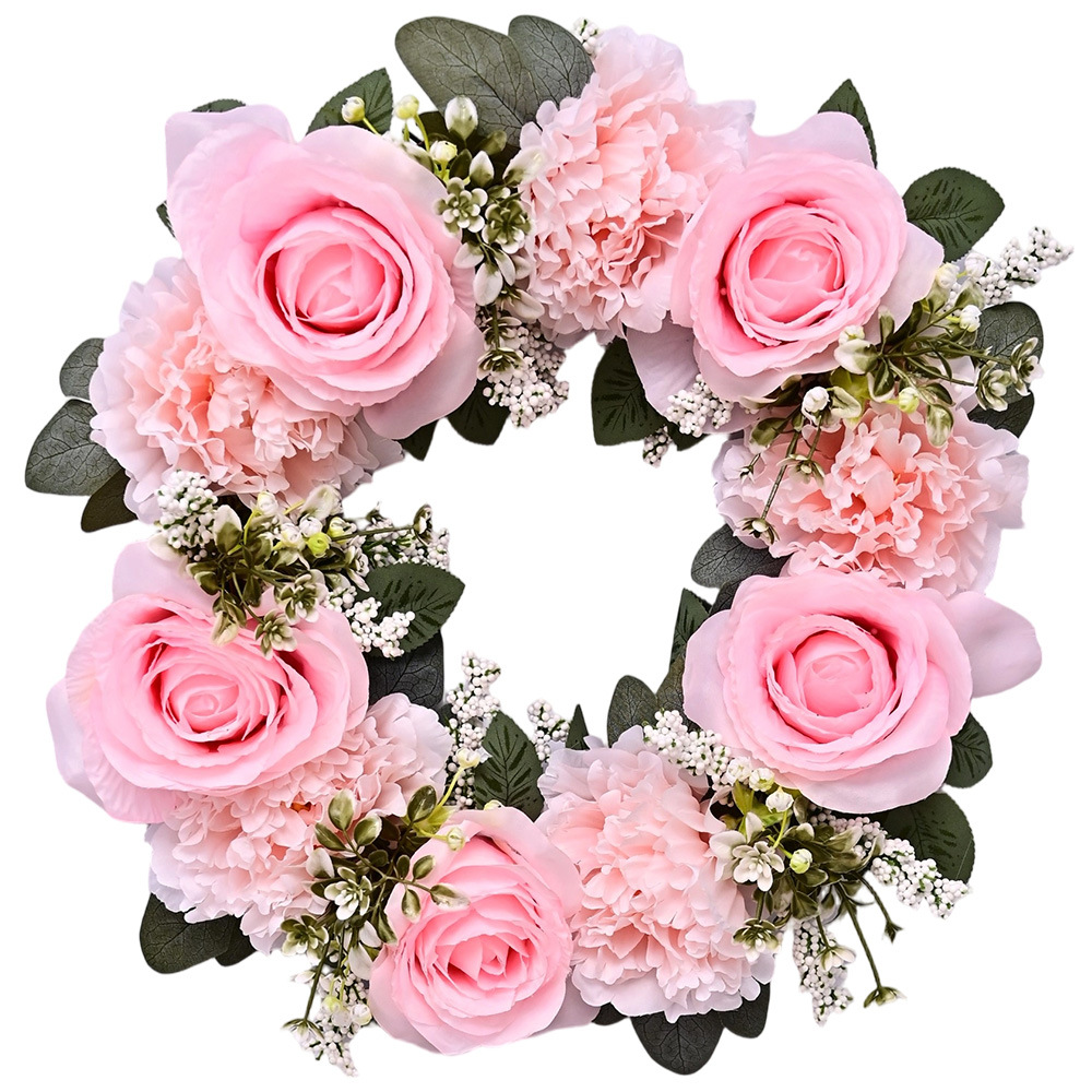 Simulación de peonía rosa guirlanda de flores de Navidad rosa de flores de flores