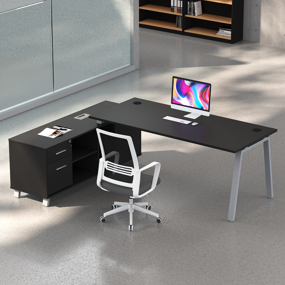 Esquina de la mesa del jefe moderno, oficina del gerente de la mesa del jefe, muebles al por mayor