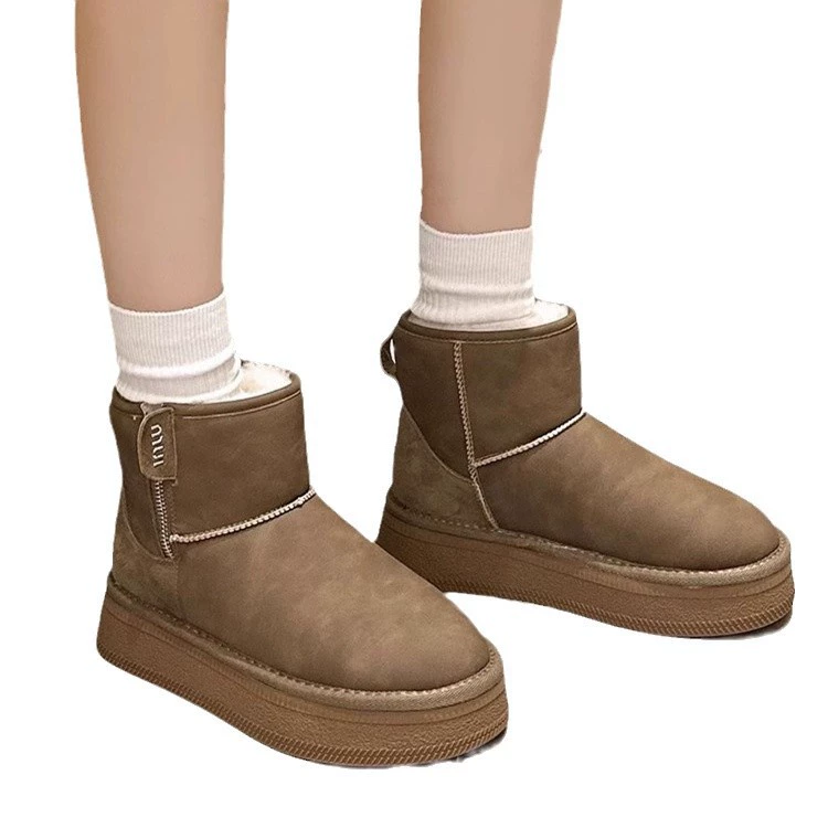 Winter warm low boots with zipper